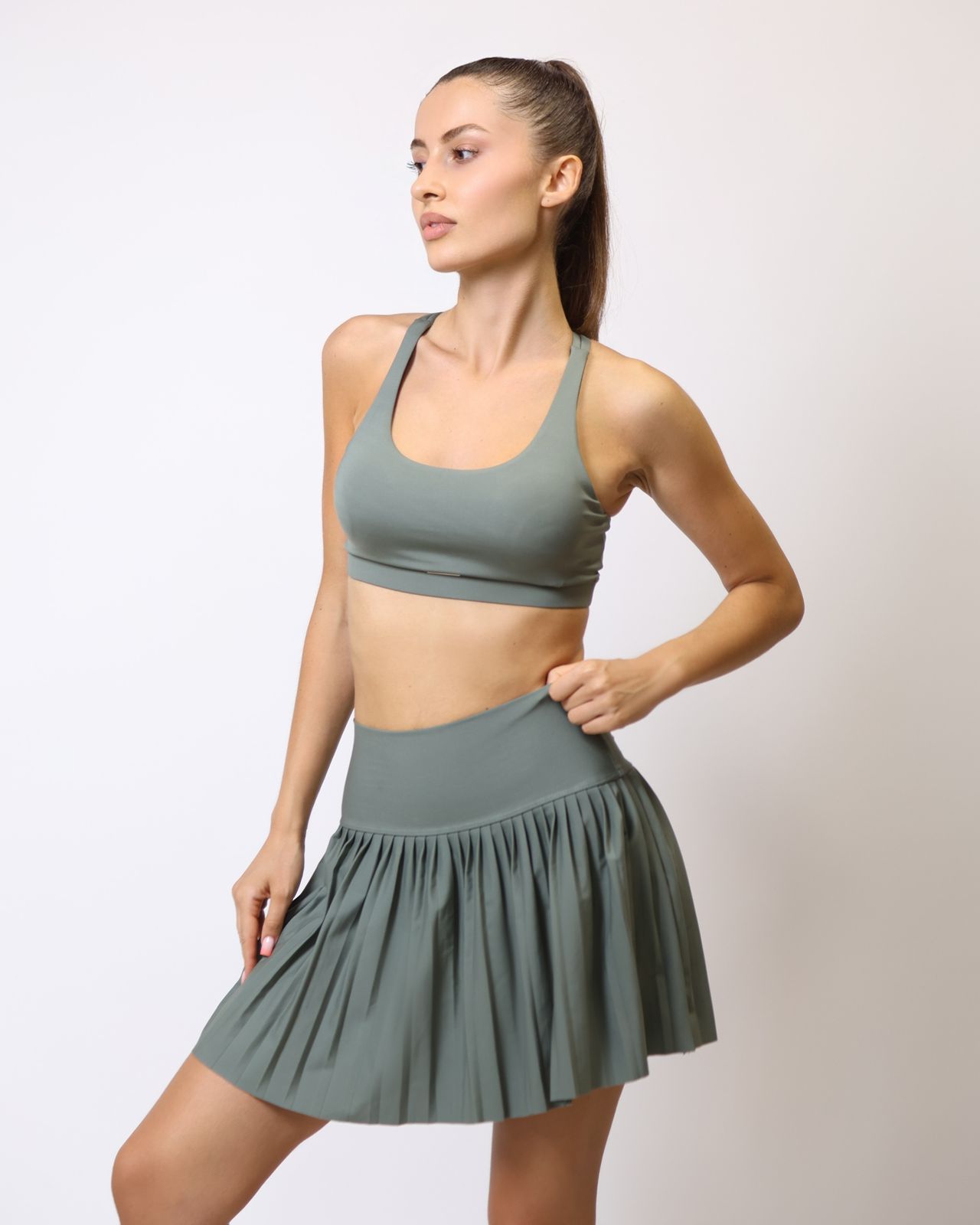 Crop Top & Fund Tenisi Jeshil